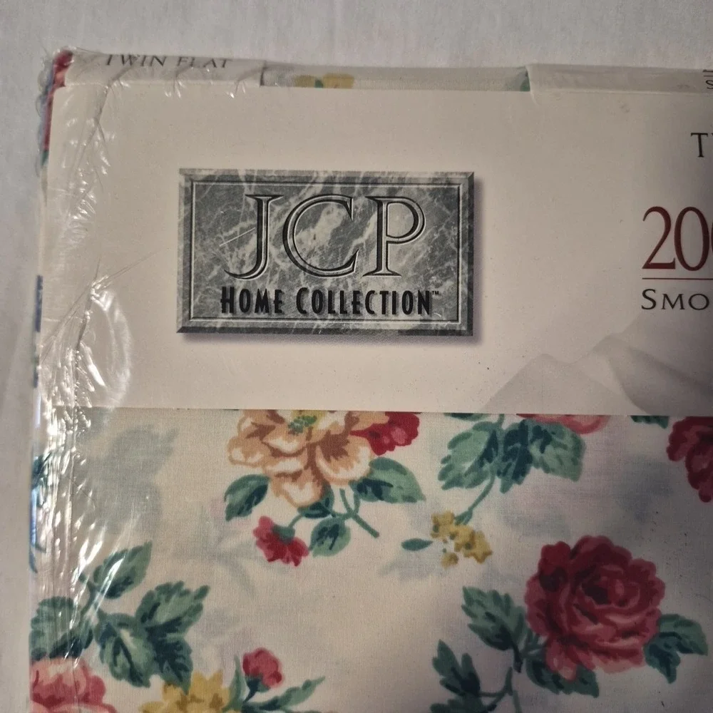 NOS JCP Home Collection Twin Flat Sheet Floral 50/50 Cotton Poly ‎ Percale 66x96